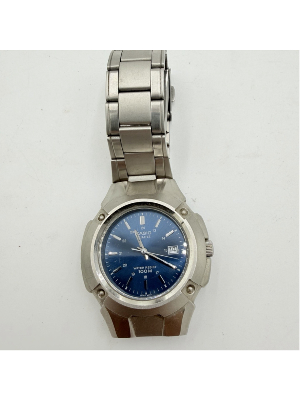 Casio MTP-3036 Men’s Quartz Watch Blue Dial 100M Stainless Steel Needs Battery